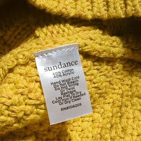 Sundance Sweater Womens Small Golden Yellow Cable Knit Boho - Picture 6 of 8